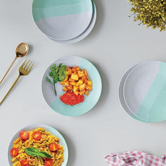 TT Green Matte Ceramic Quarter Plates Set of 6 – Chip-Resistant