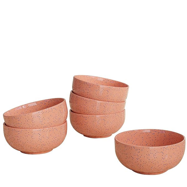 Spiral Pink Ceramic Vegetable Bowl Set of 6 (150ML)