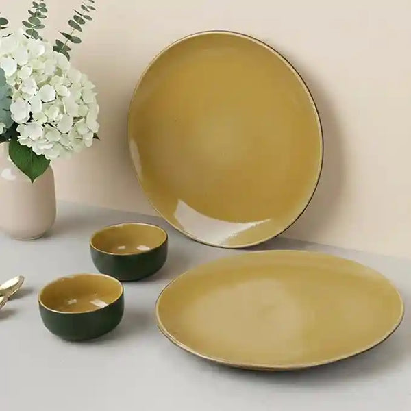 Mustard Novelle 4-Piece Ceramic Dinner Set For 2