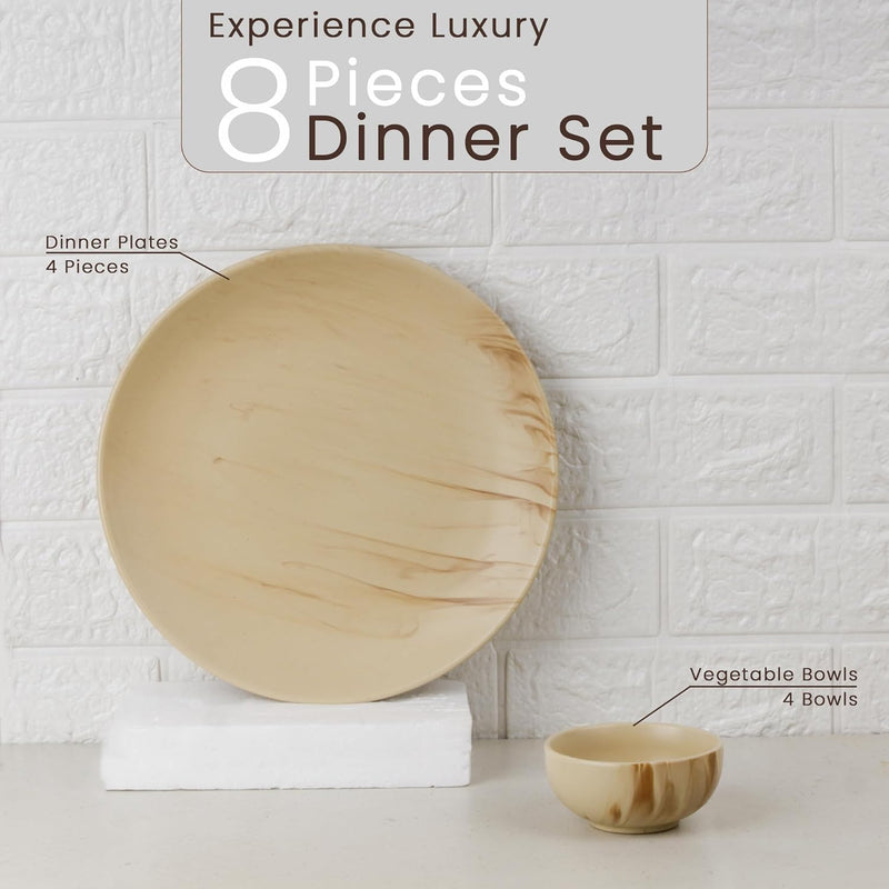 Ivory Italian Marble 21-Piece Ceramic Dinner Set (Set of 6)