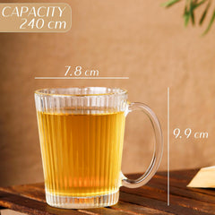 Lined Glass Coffee Mug Set of 6, 240 ML