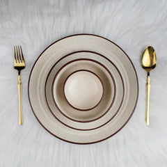 Spiral White 21-Piece Ceramic Dinner Set For 6