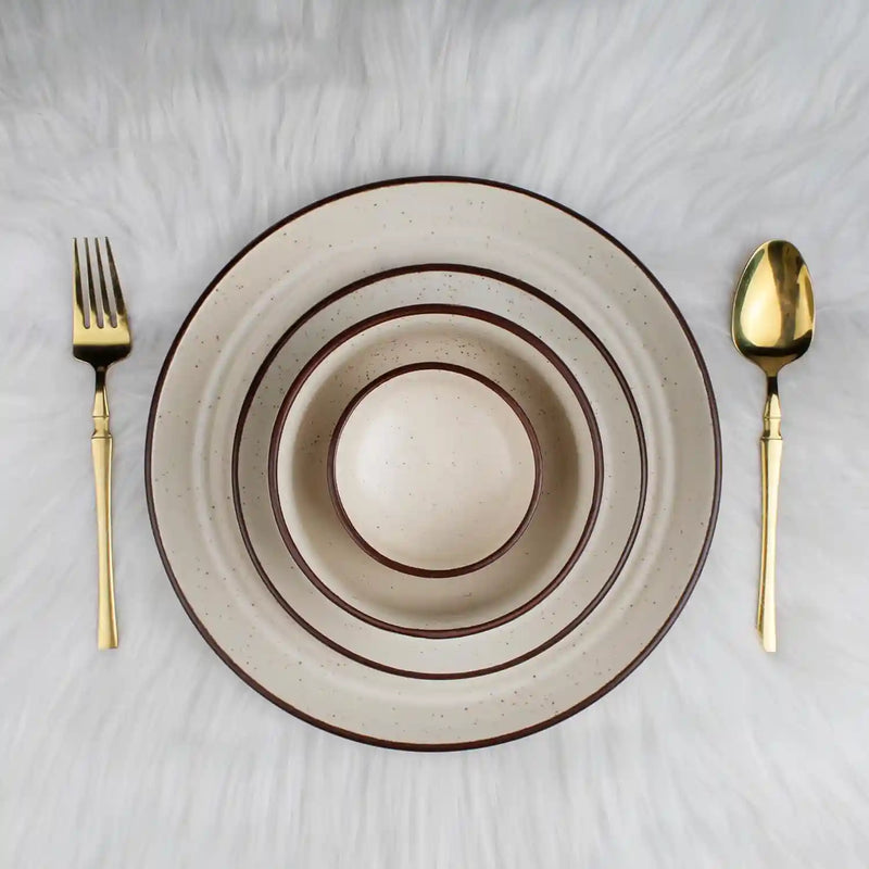 Spiral White 21-Piece Ceramic Dinner Set For 6
