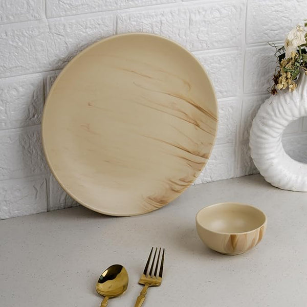 Ivory Italian Marble 21-Piece Ceramic Dinner Set (Set of 6)