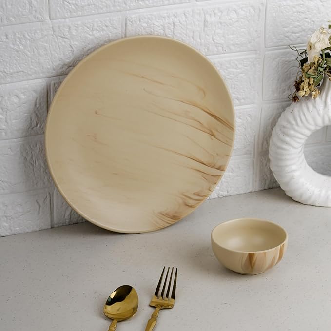 Ivory Italian Marble 21-Piece Ceramic Dinner Set (Set of 6)
