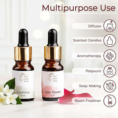 Jasmine & Rose Aroma Diffuser Oil Set (10ml Each) – Elegant Floral Duo