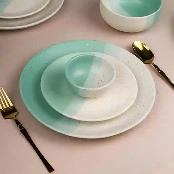 TT Green Matte 21-Piece Ceramic Dinner Set For 6