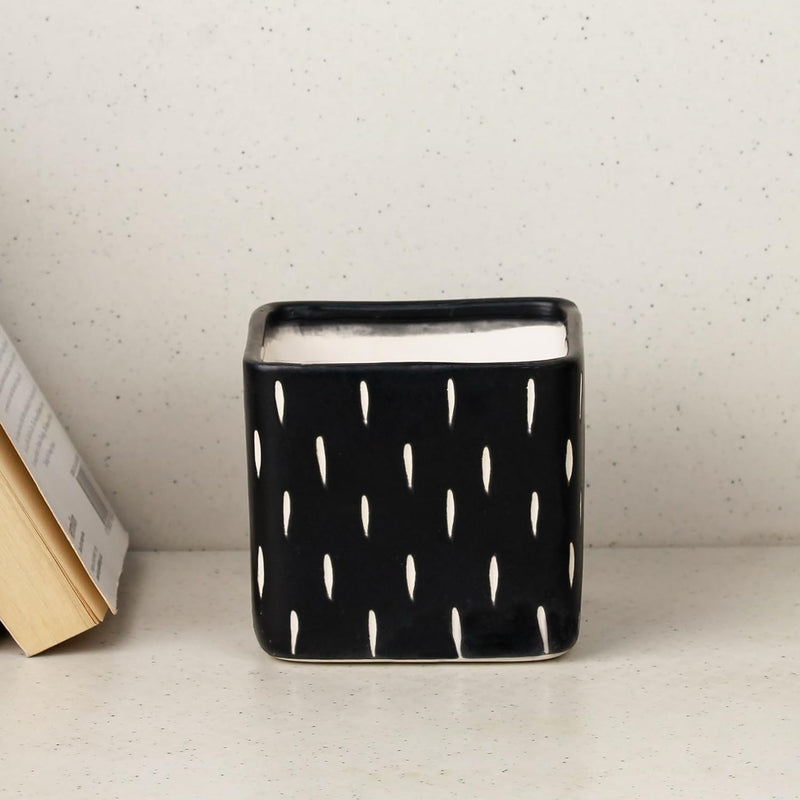 Dash Black Square Ceramic Clay Pots - The Earth Store - Planter