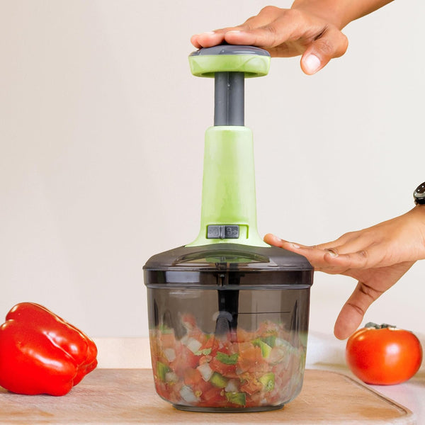 Manual Push Chopper with 3 Blades & Whisker