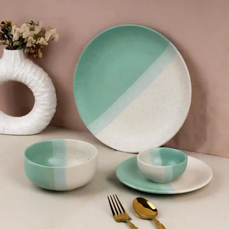 TT Green Matte 21-Piece Ceramic Dinner Set For 6