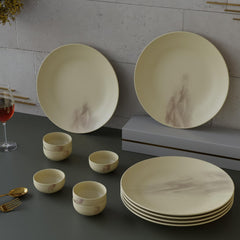 Ivory Italian Ceramic Dinner Set 12 Piece for Family of 6