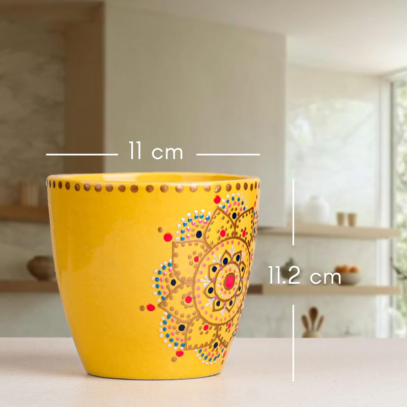 Yellow Flower Ceramic Clay Pots - The Earth Store - Planter
