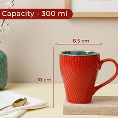 Red Fusion Wave Ceramic Mugs Set of 6