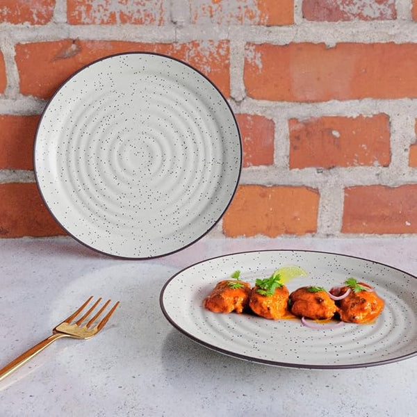 Spiral White Ceramic Quarter Plates Set of 4 – Versatile Snack Plates