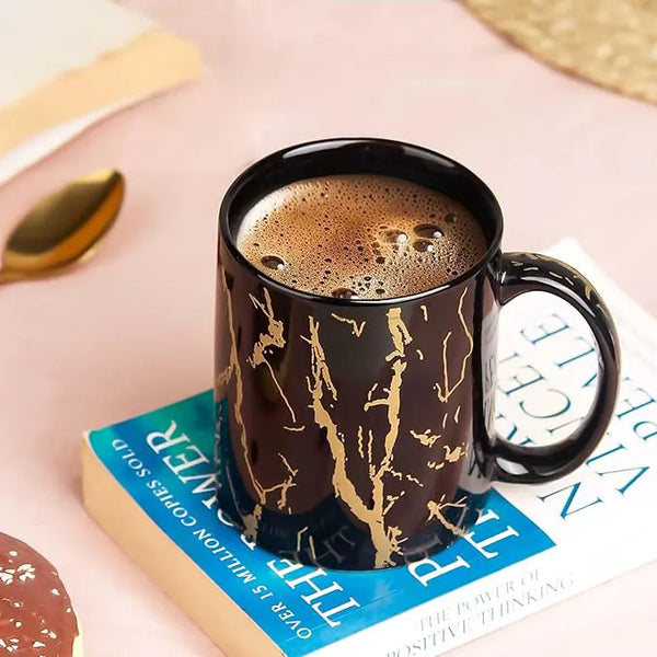 Black Copper Pipe Ceramic Coffee Mugs Set of 6