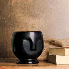 Black Human Face Ceramic Planter - The Earth Store - Vase