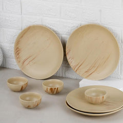 Ivory Italian Marble 21-Piece Ceramic Dinner Set (Set of 6)