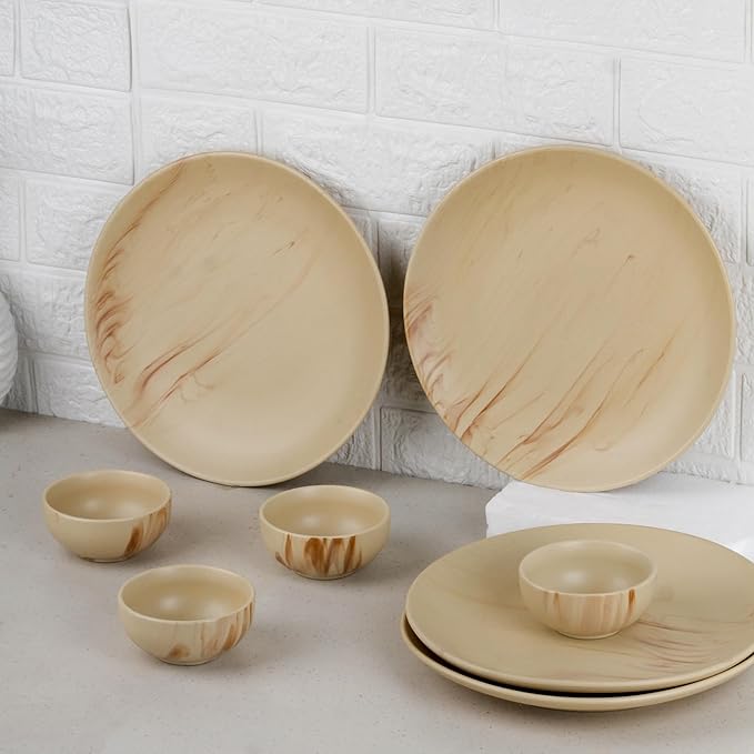 Ivory Italian Marble 21-Piece Ceramic Dinner Set (Set of 6)