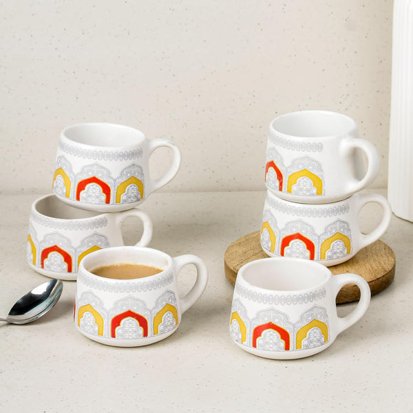 Imperial Ceramic Tea Cup Set of 6, 150 ML - The Earth Store - Tea Cups