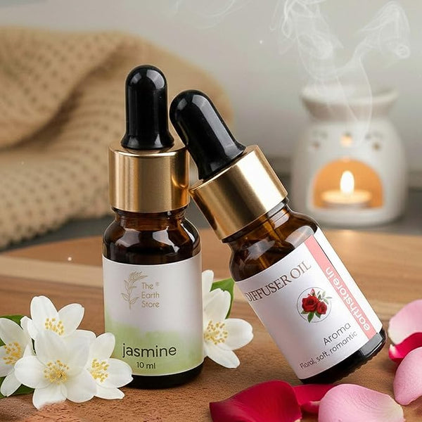 Jasmine & Rose Aroma Diffuser Oil Set (10ml Each) – Elegant Floral Duo