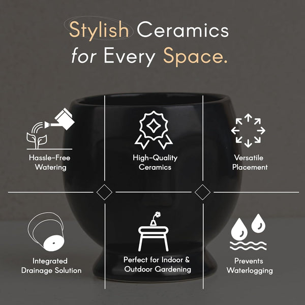 Black Human Face Ceramic Planter - The Earth Store - Vase
