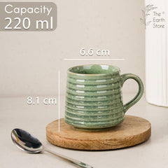 Green Ring Ceramic Tea Cup Set of 6 - The Earth Store - Tea Cups