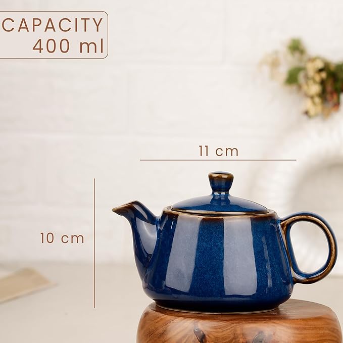 Premium Navy Blue Glaze Ceramic Tea Set | Kettle & 2 Cups
