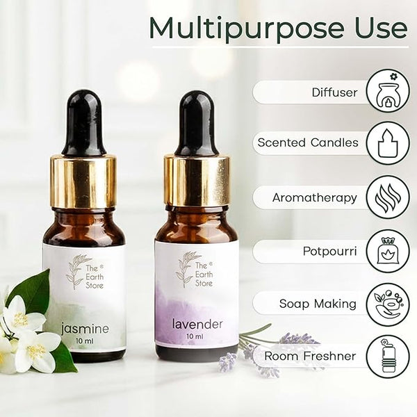 Jasmine & Lavender Aroma Diffuser Oil Set (10ml Each) – Relaxation Duo