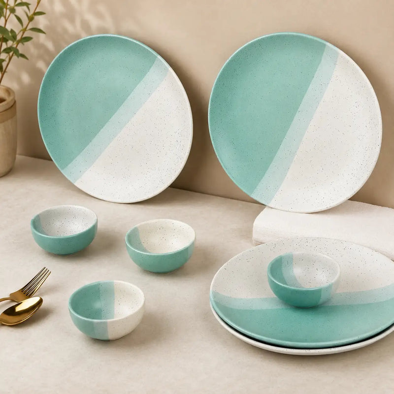 TT Green Matte Ceramic Dinner Set - 8 pieces