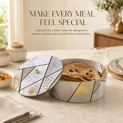 Geometric Elegance Wooden Casserole with Lid - 1800 ml