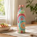 Ajrakh Bloom Copper Water Bottle | Folk Art Block Print | 900ml