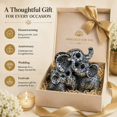 Elegant Antique Silver Elephant Family Sculpture