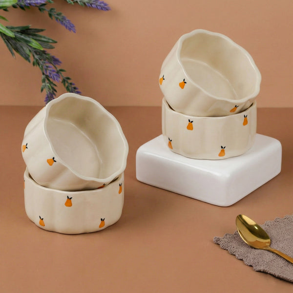 Cream Pear Ceramic Vegetable Bowl Set of 6 (250ML)