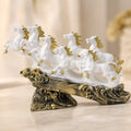Majestic White & Gold Galloping 7 Horse Sculpture