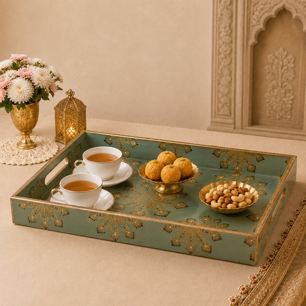 Emerald Heritage Wooden Serving Tray Set of 3
