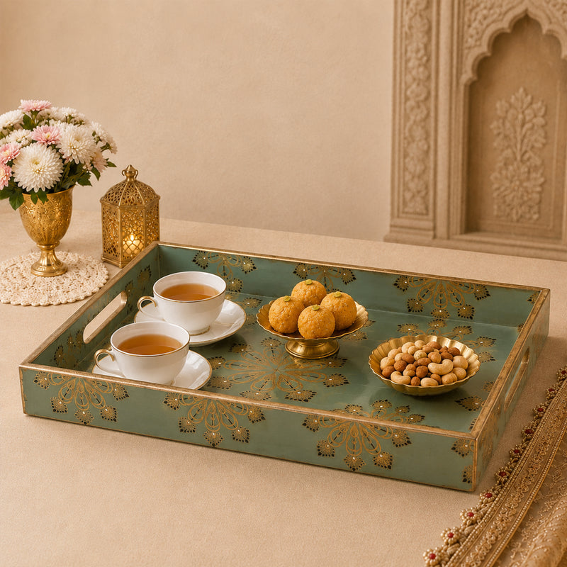 Emerald Heritage Wooden Serving Tray Set of 3
