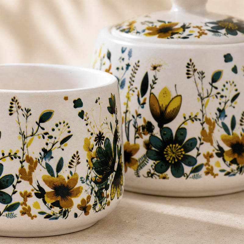 Botanical Meadow Ceramic Tea Set – 1000ML Teapot & 6 Cups