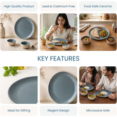 Organic Grey Ceramic Dinnerware Set - 12 Pieces