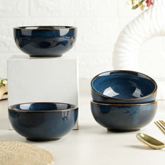 Galaxy Blue Ceramic Vegetable Bowl Set of 4, 150 ML