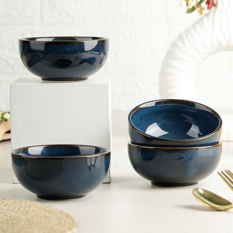 Galaxy Blue Ceramic Vegetable Bowl Set of 4, 150 ML