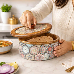 Medina Mango Wood Roti Casserole with Lid | 1600ML