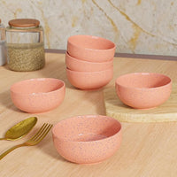 Spiral Pink Ceramic Vegetable Bowl Set of 6 (150ML)