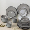 Grey Marble 21-Piece Ceramic Dinner Set For 6