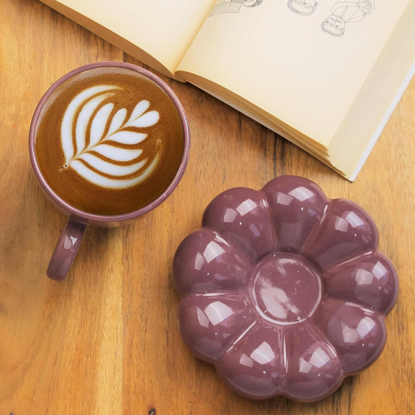 Violet Bubble Coffee Cup with Saucer Set of 2 - The Earth Store - Tea Cups