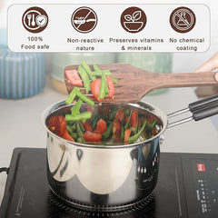 Stainless Steel Saucepan 2000ML – Heavy Gauge Sandwich Base