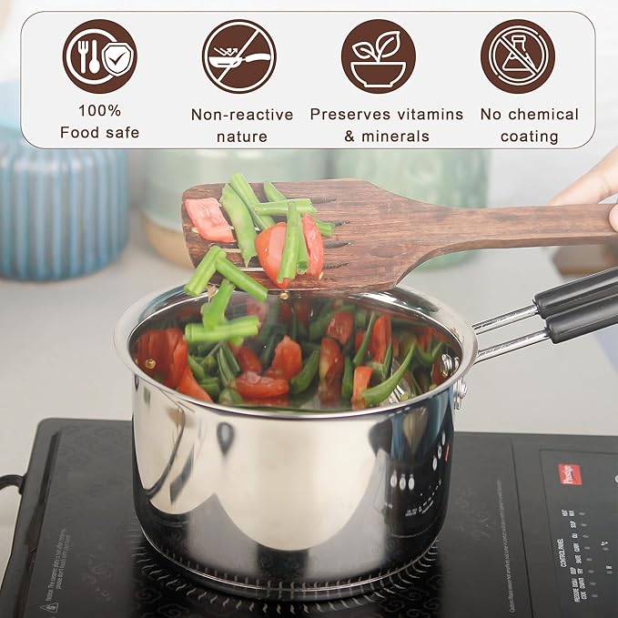 Stainless Steel Saucepan 2000ML – Heavy Gauge Sandwich Base