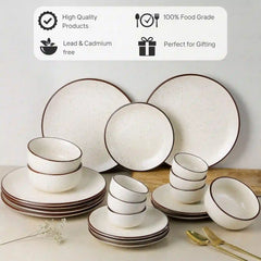 Creme Matte 21-Piece Ceramic Dinner Set For 6