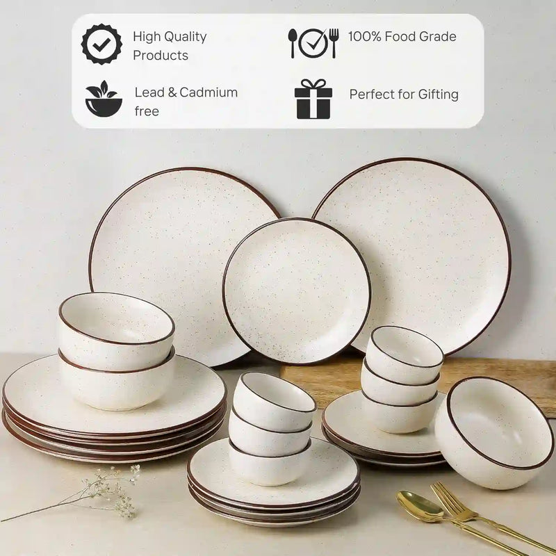 Creme Matte 21-Piece Ceramic Dinner Set For 6