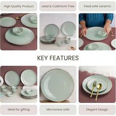 Mint Marble 12-Piece Ceramic Dinner Set For 6