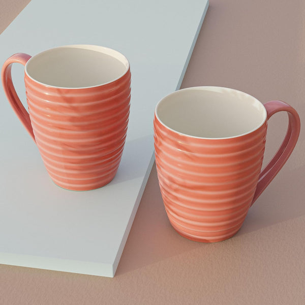 Spiral Pink Ceramic Coffee Mug Set of 2 - The Earth Store - Mug Set